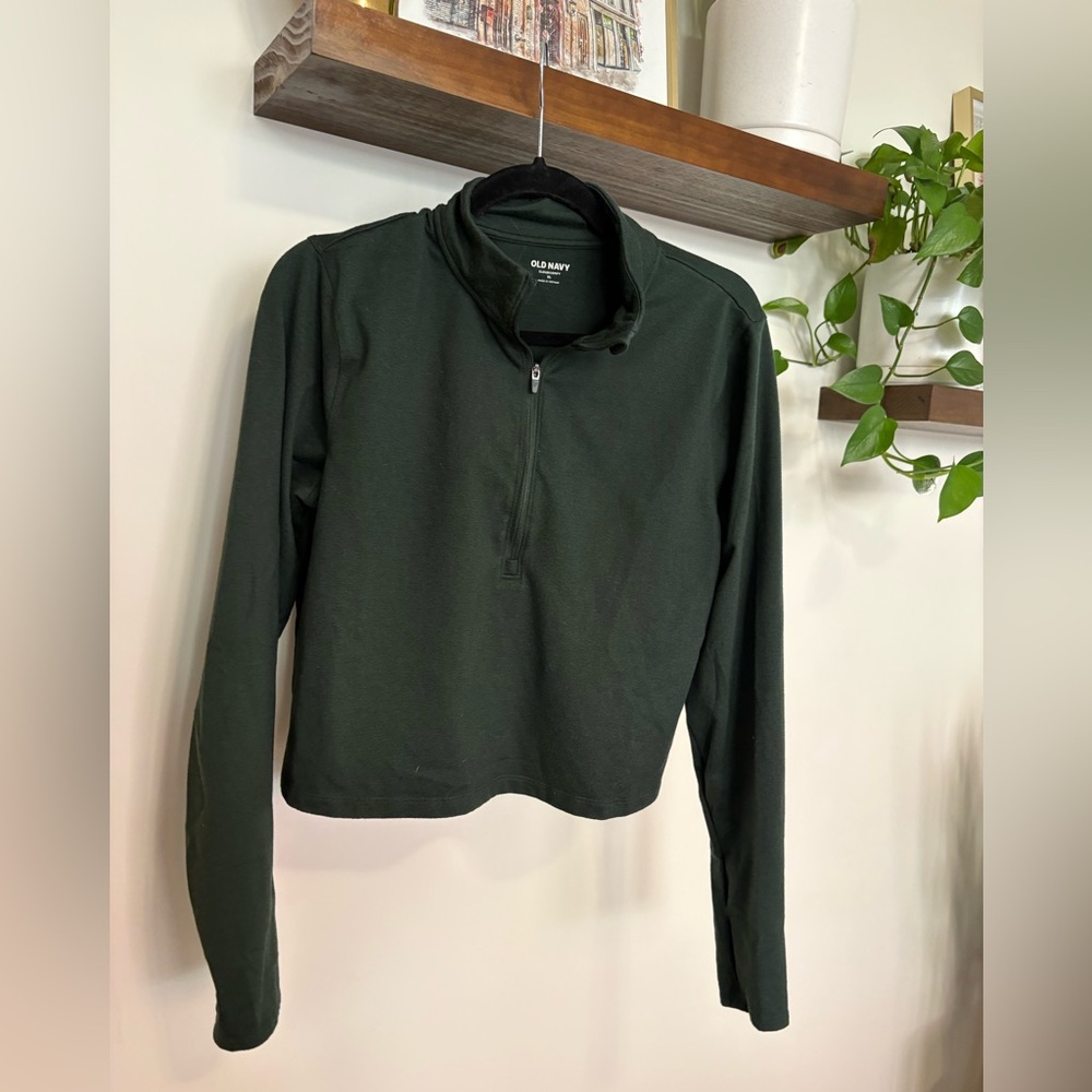 Old Navy Women's Dark Green Quarter-Zip Sweatshirt